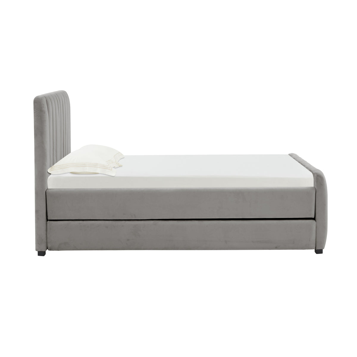 Cassie Grey Velvet Trundle Bed - Luxury Living Collection