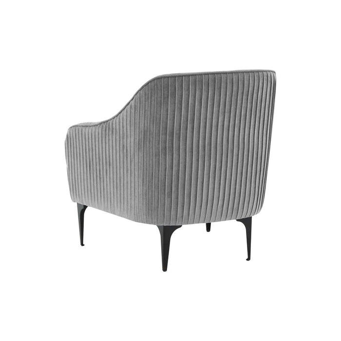 Serena Gray Velvet Accent Chair with Black Legs - Luxury Living Collection