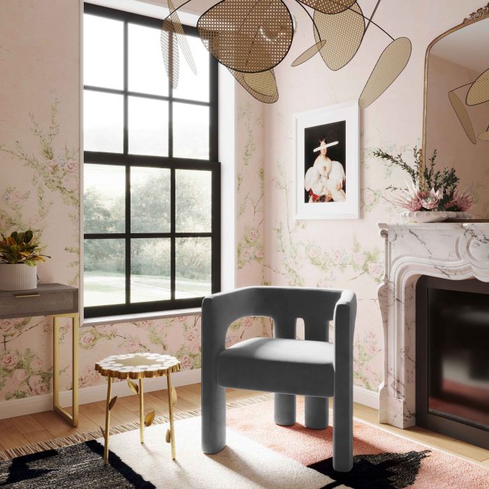 Massima Dark Grey Velvet Chair - Luxury Living Collection