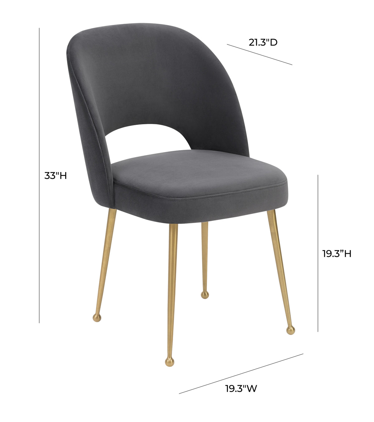 Giada Dark Grey Velvet Chair - Luxury Living Collection