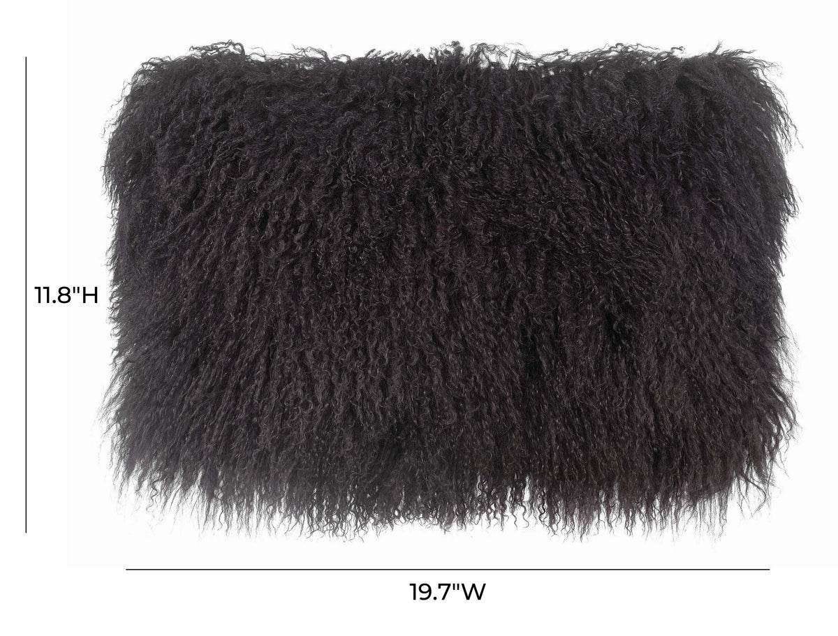 January Dark Grey Sheep Fur Long Pillow - Luxury Living Collection