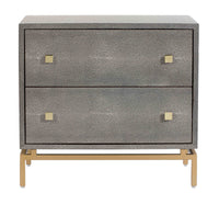 Donatella Cherry Wood With Textured Shagreen Nightstand - Luxury Living Collection
