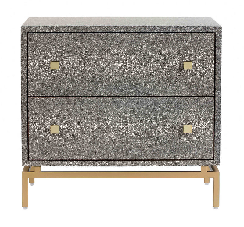 Donatella Cherry Wood With Textured Shagreen Nightstand - Luxury Living Collection