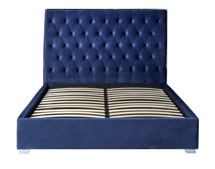 Marleigh Blue Microsuede Queen Bed