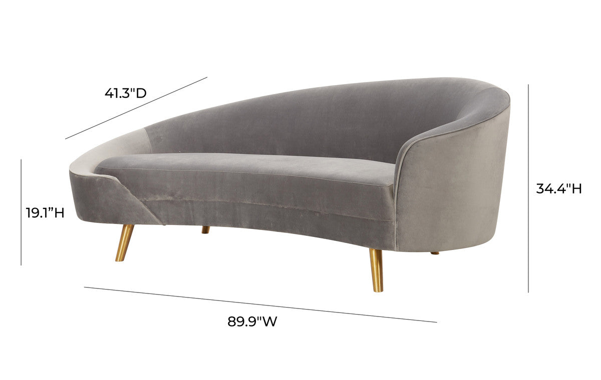 Dirah 89.9" Grey Velvet Sofa - Luxury Living Collection