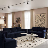 Valentina Navy Velvet Modular Loveseat - Luxury Living Collection