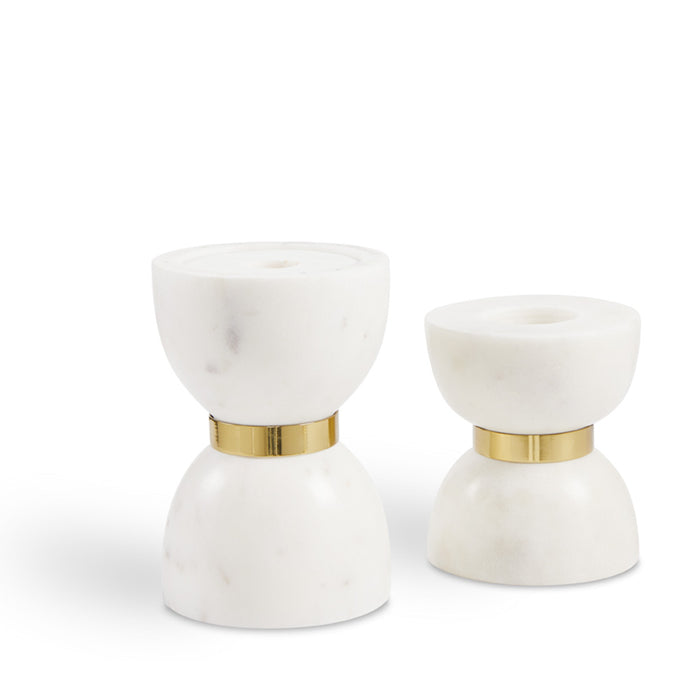 Leyla White and Gold Tea Lights (Set of 2)