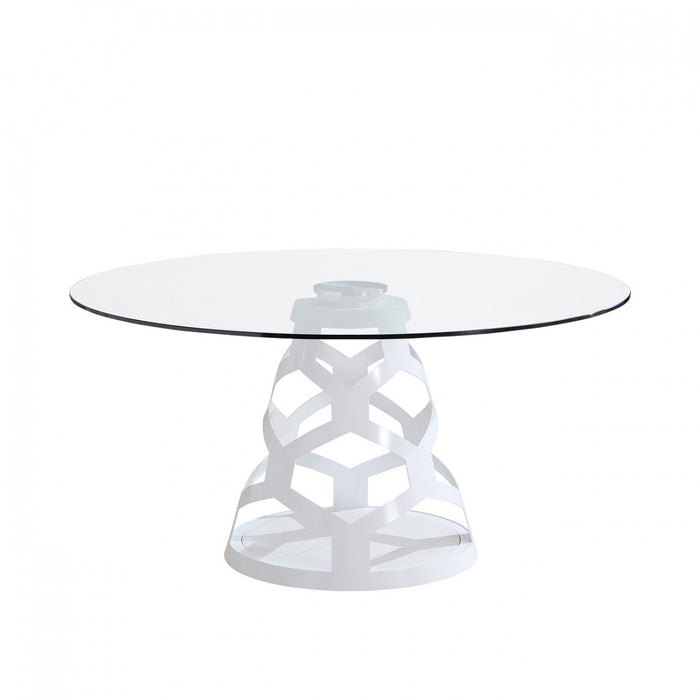 Dovray Modern White & Glass Round Dining Table