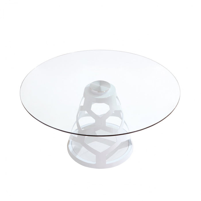 Dovray Modern White & Glass Round Dining Table
