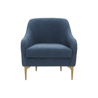 Serena Blue Velvet Accent Chair with Brass Legs - Luxury Living Collection