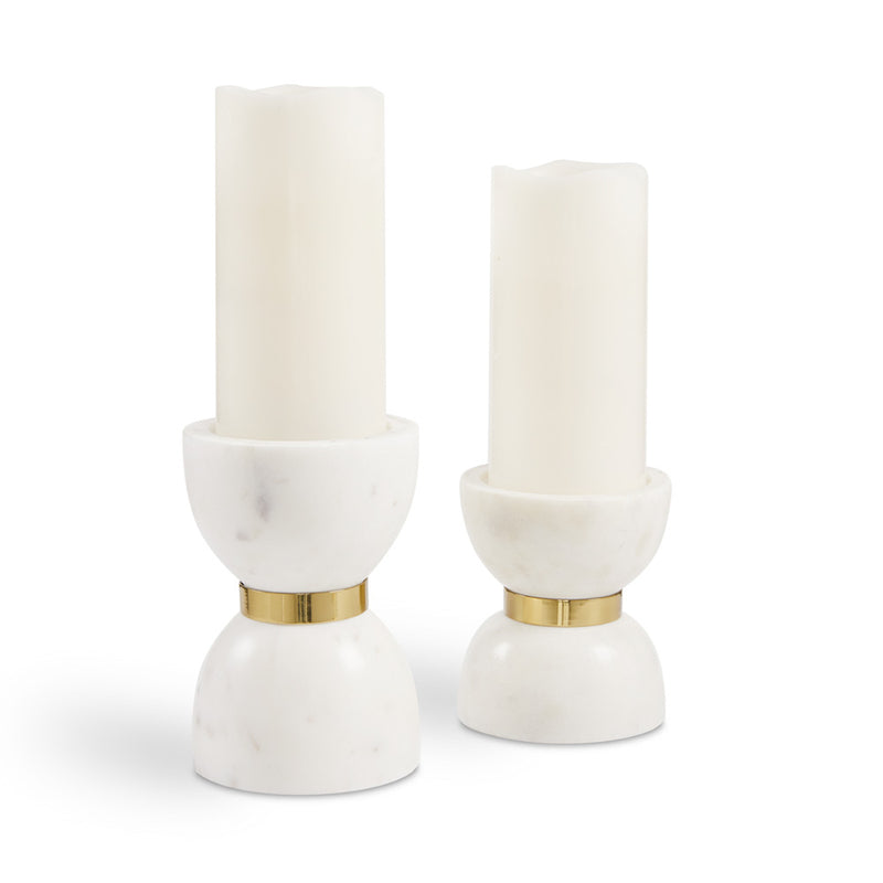 Leyla White and Gold Tea Lights (Set of 2)