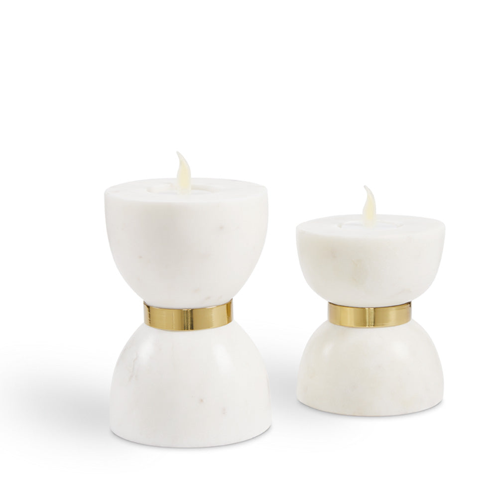 Leyla White and Gold Tea Lights (Set of 2)