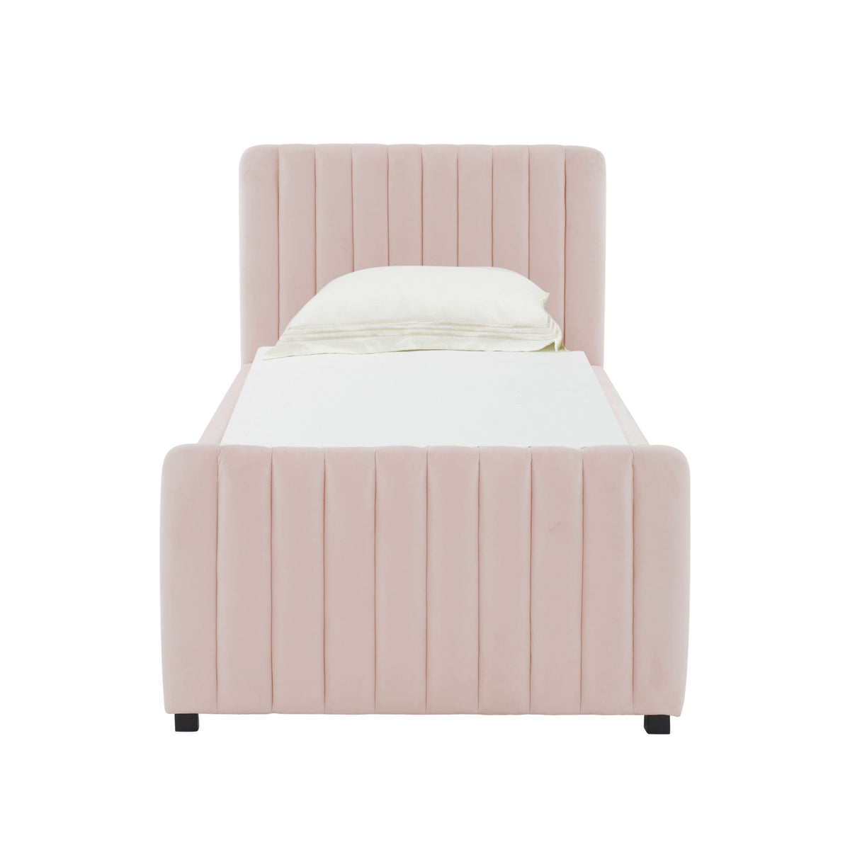 Cassie Blush Velvet Trundle Bed - Luxury Living Collection