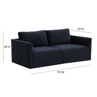 Valentina Navy Velvet Modular Loveseat - Luxury Living Collection