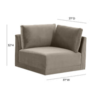 Valentina Taupe Velvet Modular Corner Seat - Luxury Living Collection