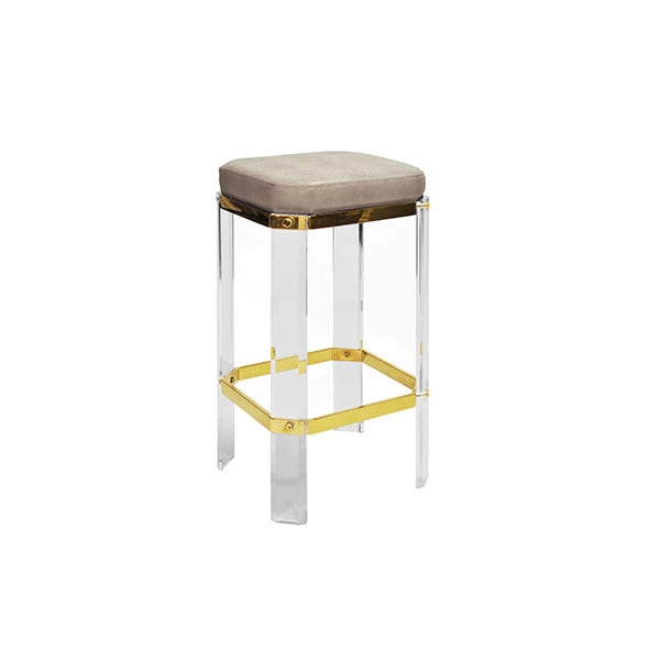 Erline Brown Shagreen With Polished Brass Counter Stool