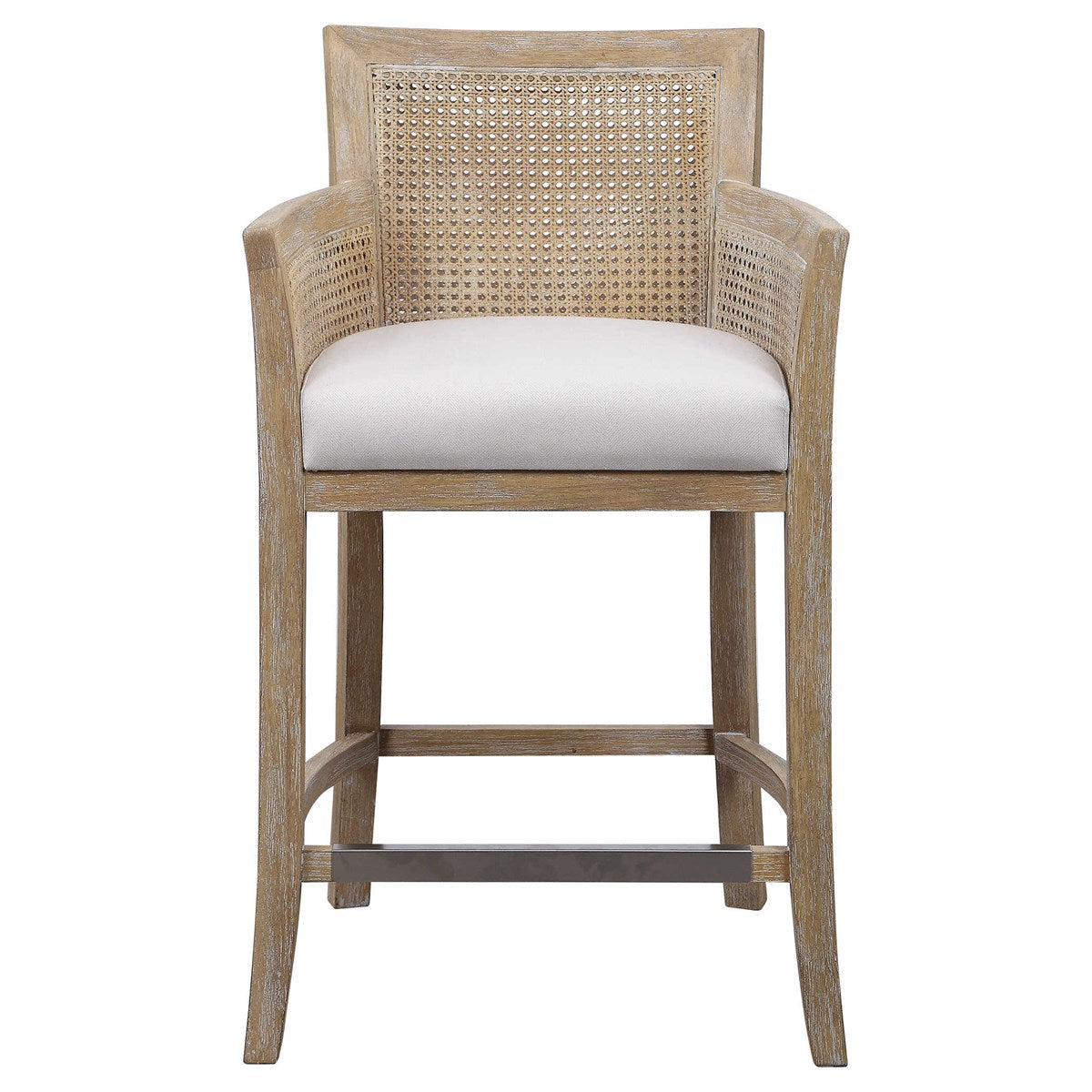 Ennis Off White Polished Nickel Counter Stool