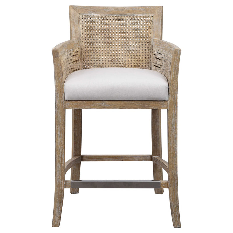 Ennis Off White Polished Nickel Counter Stool