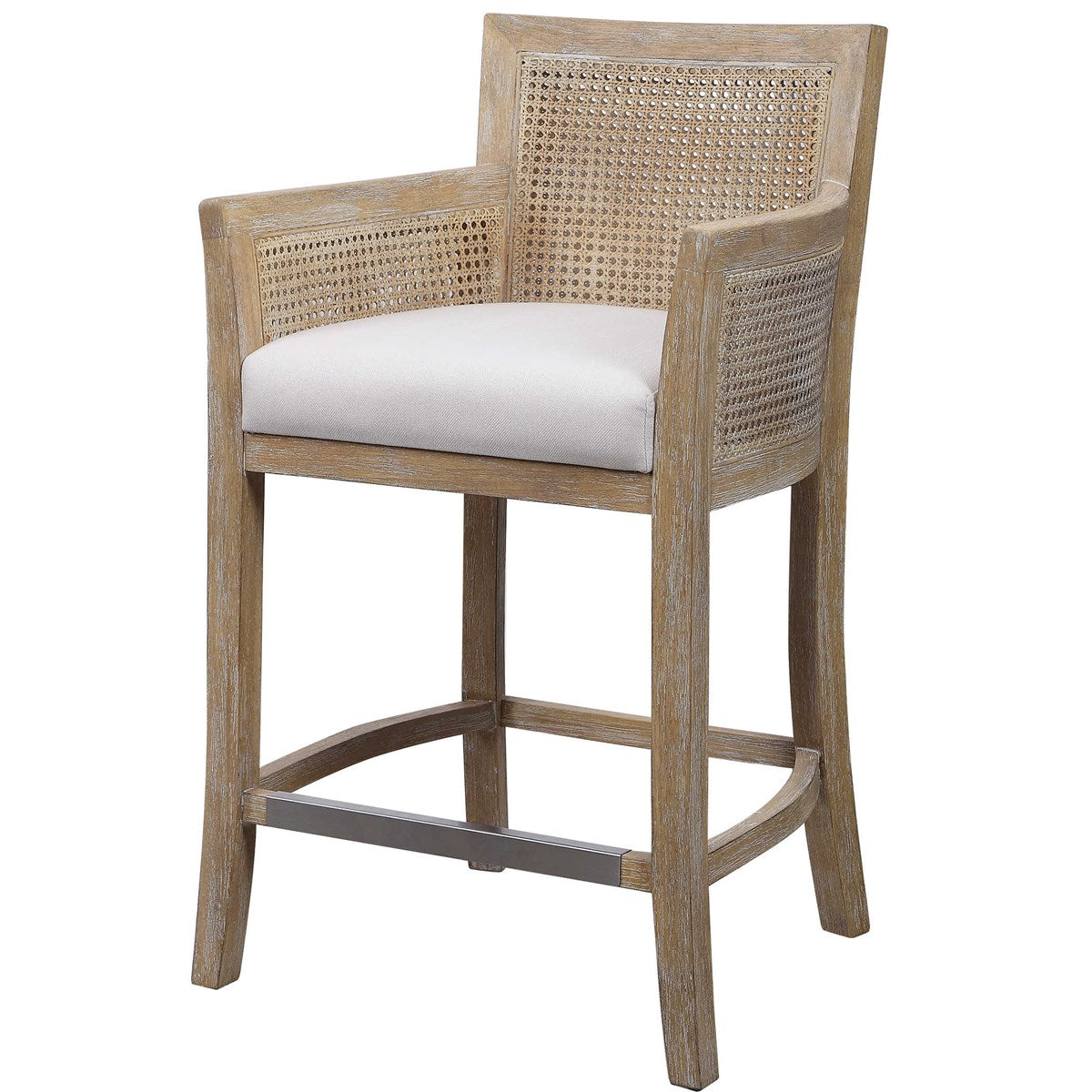 Ennis Off White Polished Nickel Counter Stool