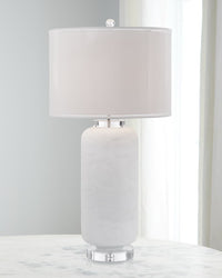 Iker Elongated Chiseled White Glass Table Lamp - Luxury Living Collection