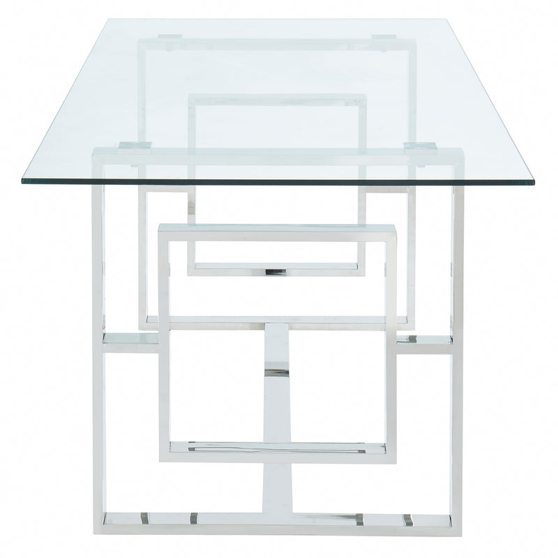 Erin Polished Silver and Ivory Velvet 5pc Dining Set