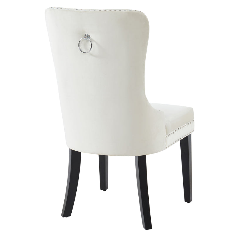 Erin Polished Silver and Ivory Velvet 5pc Dining Set