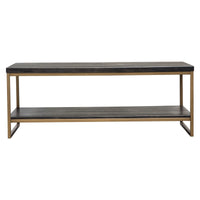 Lyra Dark Brown with Hand Brushed Gold Rectangular Cocktail Table - Luxury Living Collection