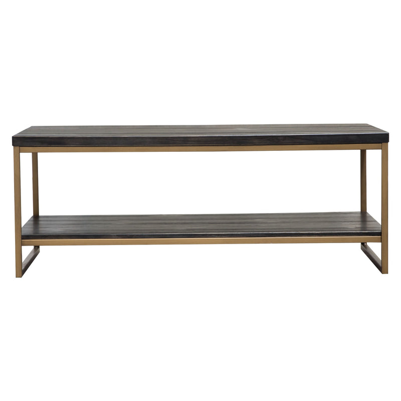 Lyra Dark Brown with Hand Brushed Gold Rectangular Cocktail Table - Luxury Living Collection