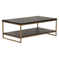 Lyra Dark Brown with Hand Brushed Gold Rectangular Cocktail Table - Luxury Living Collection