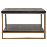 Lyra Dark Brown with Hand Brushed Gold Rectangular Cocktail Table - Luxury Living Collection