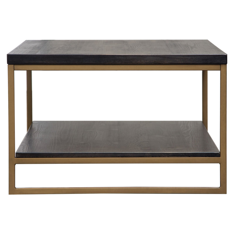 Lyra Dark Brown with Hand Brushed Gold Rectangular Cocktail Table - Luxury Living Collection