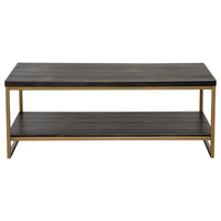 Lyra Dark Brown with Hand Brushed Gold Rectangular Cocktail Table - Luxury Living Collection