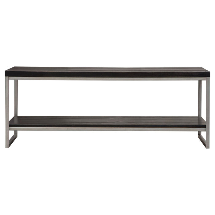Lyra Dark Brown with Hand Brushed Silver Rectangular Cocktail Table - Luxury Living Collection