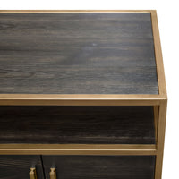 Lyra Dark Brown with Hand Brushed Gold Two-Door End Table - Luxury Living Collection