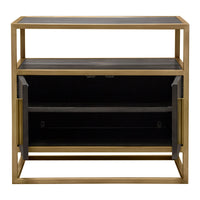 Lyra Dark Brown with Hand Brushed Gold Two-Door End Table - Luxury Living Collection