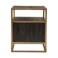 Lyra Dark Brown with Hand Brushed Gold Two-Door End Table - Luxury Living Collection