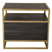 Lyra Dark Brown with Hand Brushed Gold Two-Door End Table - Luxury Living Collection