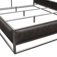 Lyra Weathered Grey Leatherette with Brushed Silver Bed - Luxury Living Collection