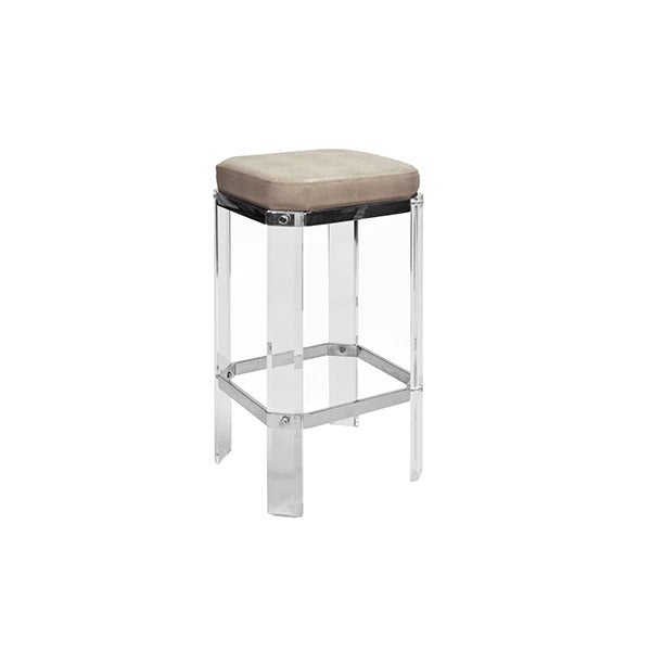 Erline Brown Shagreen With Polished Nickel Counter Stool