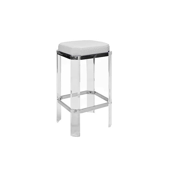 Erline White Ostrich With Polished Nickel Counter Stool
