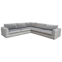 Athena Platinum Grey Velvet Sectional - Luxury Living Collection