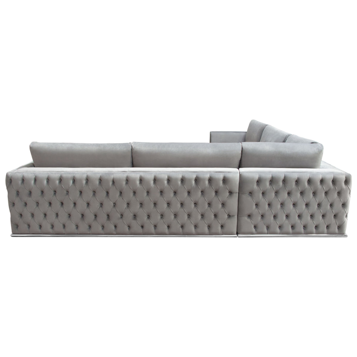 Athena Platinum Grey Velvet Sectional - Luxury Living Collection