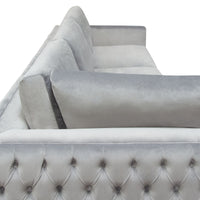 Athena Platinum Grey Velvet Sectional - Luxury Living Collection