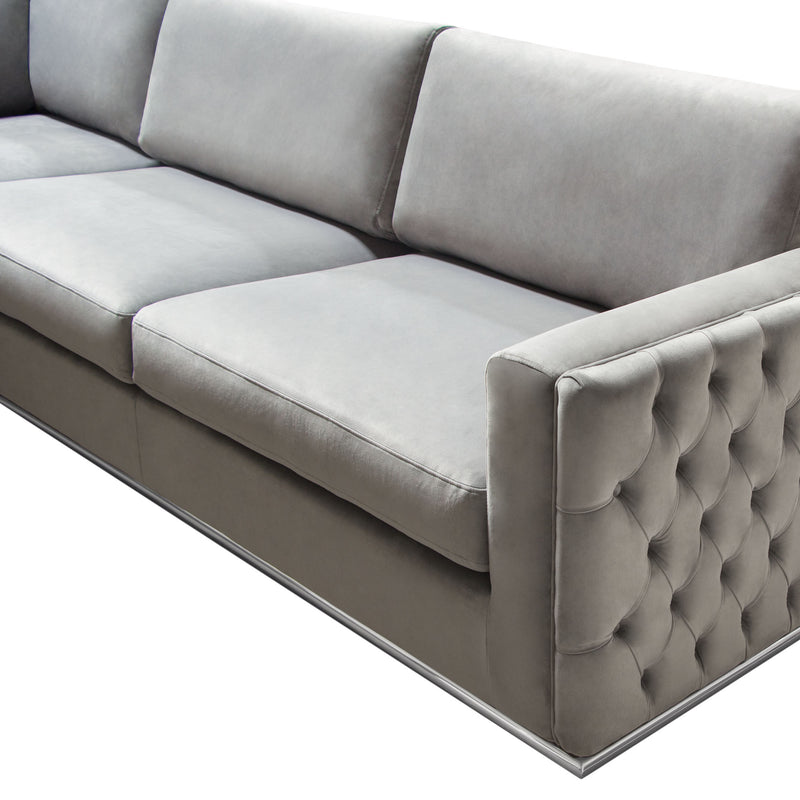 Athena Platinum Grey Velvet Sectional - Luxury Living Collection