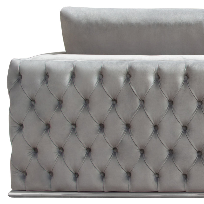 Athena Platinum Grey Velvet Sectional - Luxury Living Collection