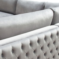 Athena Platinum Grey Velvet Sectional - Luxury Living Collection