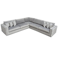 Athena Platinum Grey Velvet Sectional - Luxury Living Collection