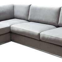 Athena Platinum Grey Velvet Sectional - Luxury Living Collection