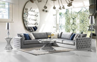 Athena Platinum Grey Velvet Sectional - Luxury Living Collection