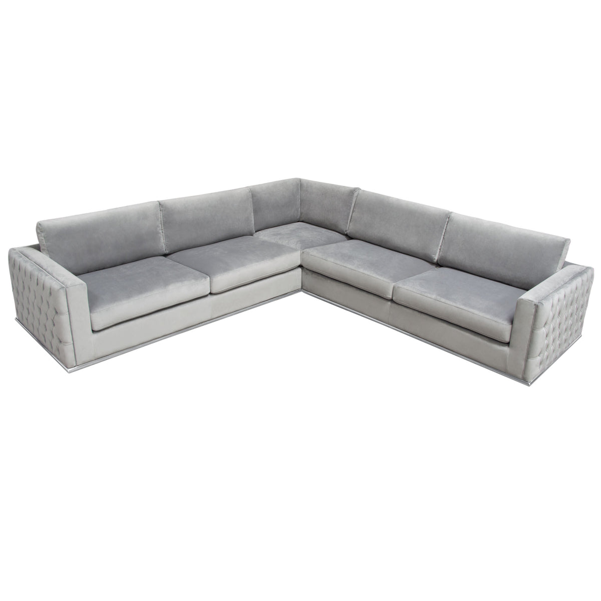 Athena Platinum Grey Velvet Sectional - Luxury Living Collection